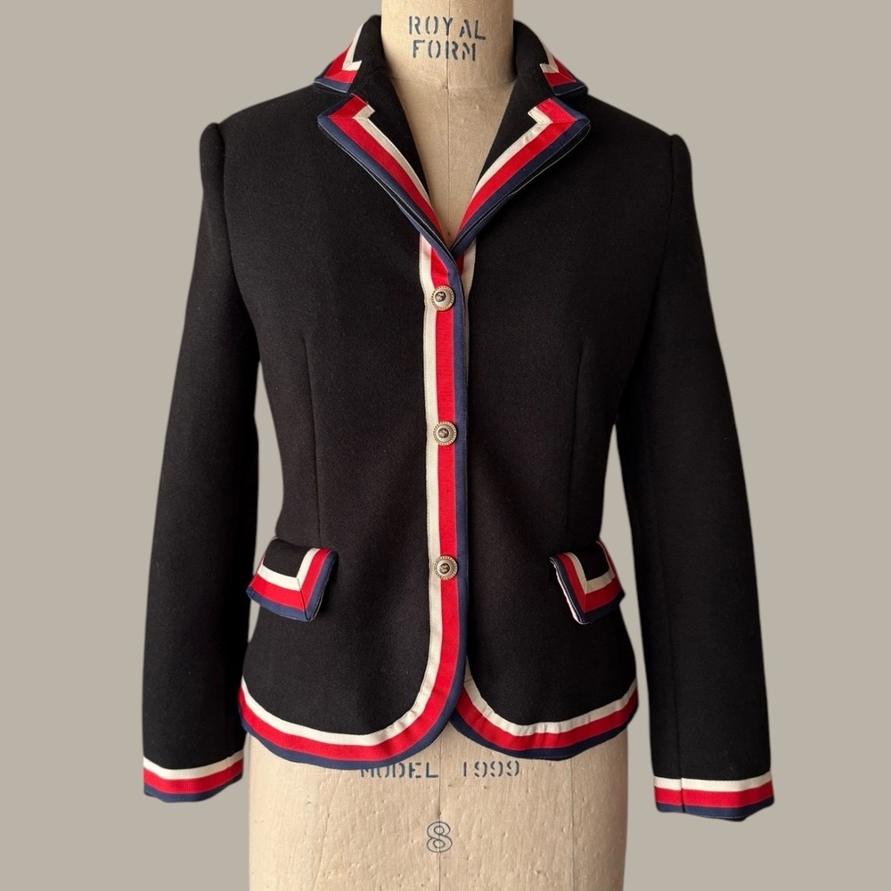 Gucci Black Blazer with Red and White Trim